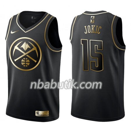 NBA Mænd Trøje Denver Nuggets Nikola Jokic 15 Nike Sort Golden Edition Swingman